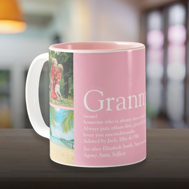 Best Granny Grandma Definition 4 Photo Collage Two-Tone Coffee Mug (Best Granny Grandma Definition 4 Photo Collage Two-Tone Coffee Mug)