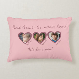 Best Great Grandma Custom Three Photo Template  Decorative Cushion