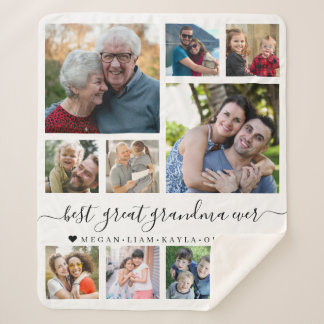 Best Great Grandma Ever 10 Photo Collage Sherpa Blanket
