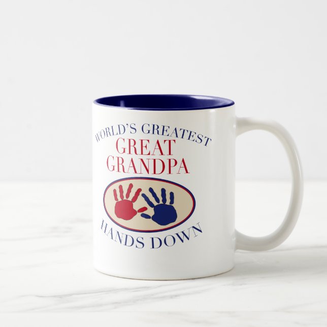Best Great Grandpa Hands Down Two-Tone Coffee Mug (Right)