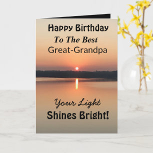 Best Great-Grandpa Light Shines Bright Birthday Card