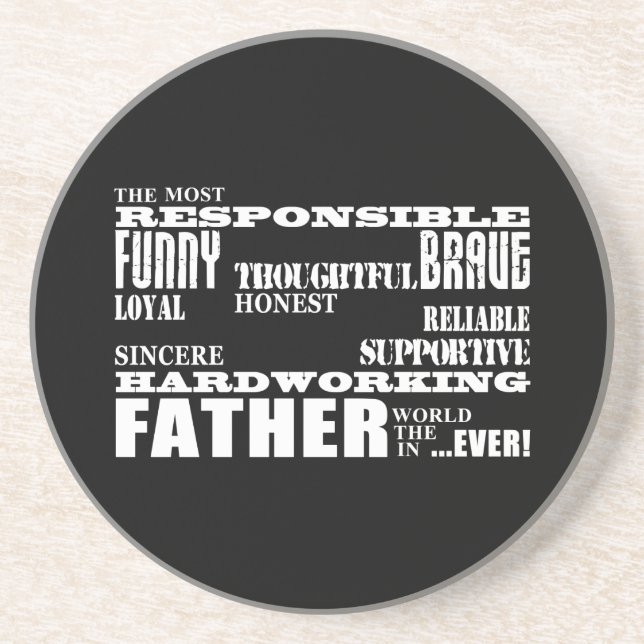 Best & Greatest Fathers & Dads Qualities of a Man Coaster (Front)