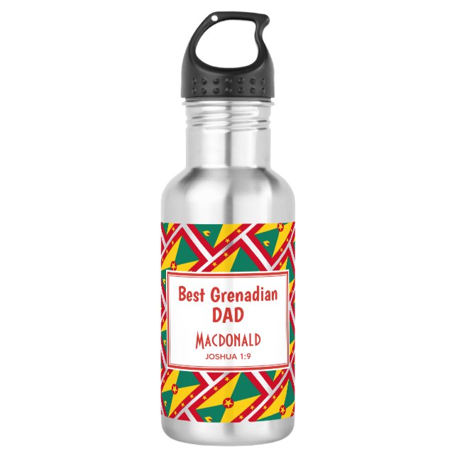 BEST GRENADIAN DAD MOM Grenada Flag Customised 532 Ml Water Bottle (Front)