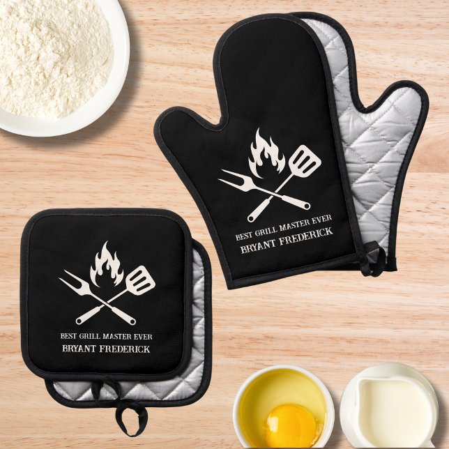 Best Grill Master Dad Father's Day Special  Oven Mitt & Pot Holder Set (Creator Uploaded)