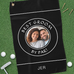 Best Groom By Par Fun Photo Golfer Black Modern  Golf Towel