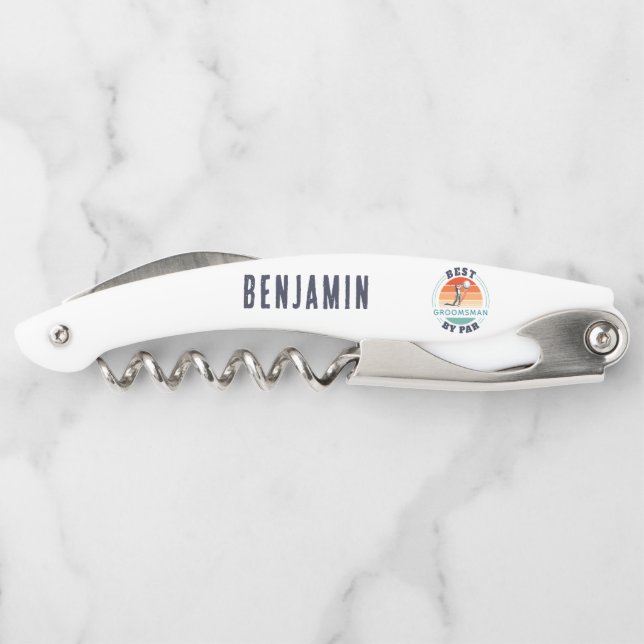 Best Groomsman By Par Custom Retro Wedding Corkscrew (Back)