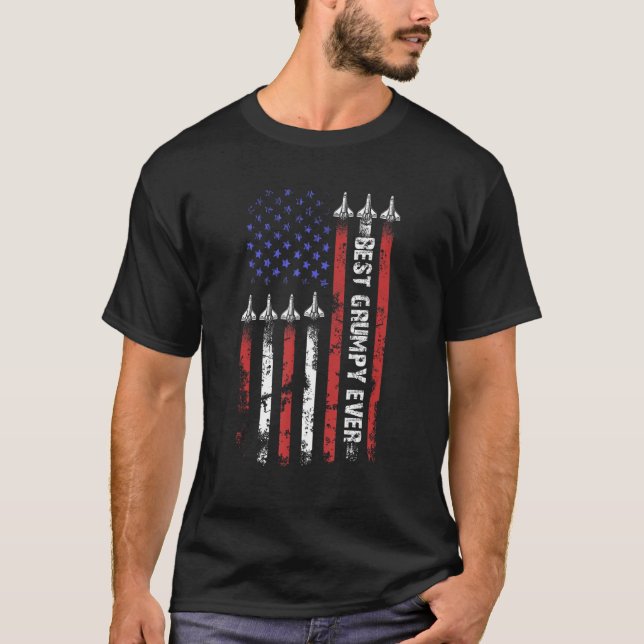 Best Grumpy Ever With US American Flag  Fathers Da T-Shirt (Front)