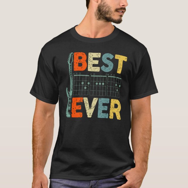Best Guitar Dad Ever Guitarist Father Day Chord  G T-Shirt (Front)