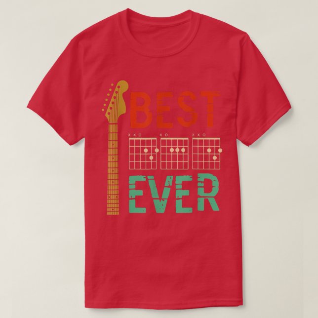 Best Guitar DAD Ever Music chords Father Musician  T-Shirt (Design Front)