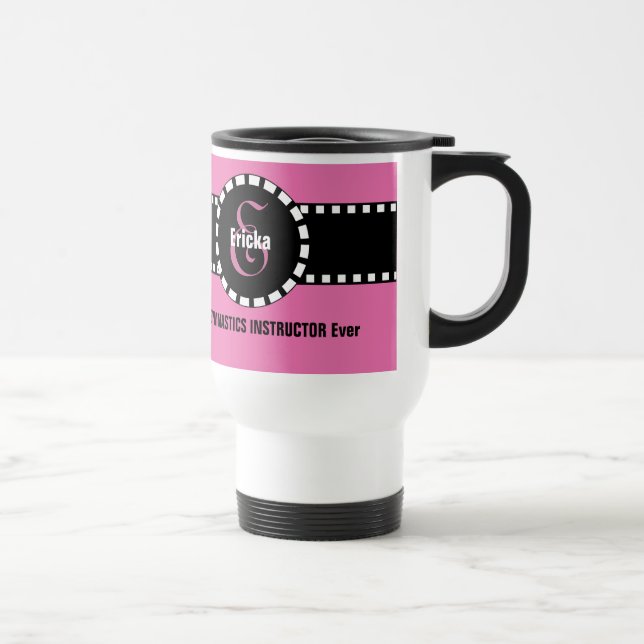 Best GYMNASTICS INSTRUCTOR Ever Monogram Custom V1 Travel Mug (Right)