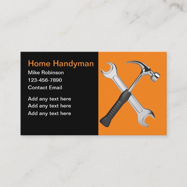 Best Handyman Bold Business Cards (Front)