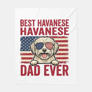 Best Havanese Dad Ever Patriotic Dog Shirt Design_ Fleece Blanket
