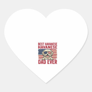 Best Havanese Dad Ever Patriotic Dog Shirt Design_ Heart Sticker