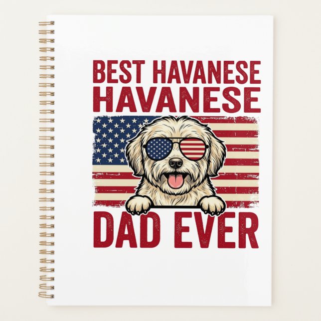 Best Havanese Dad Ever Patriotic Dog Shirt Design_ Planner (Front)