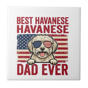 Best Havanese Dad Ever Patriotic Dog Shirt Design_ Tile