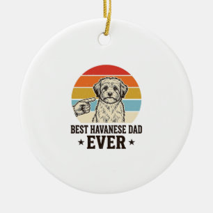 Best Havanese Dad Ever Vintage Dog Shirt Design_1 Ceramic Tree Decoration
