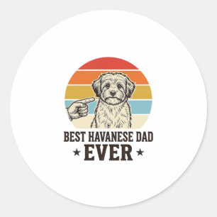 Best Havanese Dad Ever Vintage Dog Shirt Design_1 Classic Round Sticker