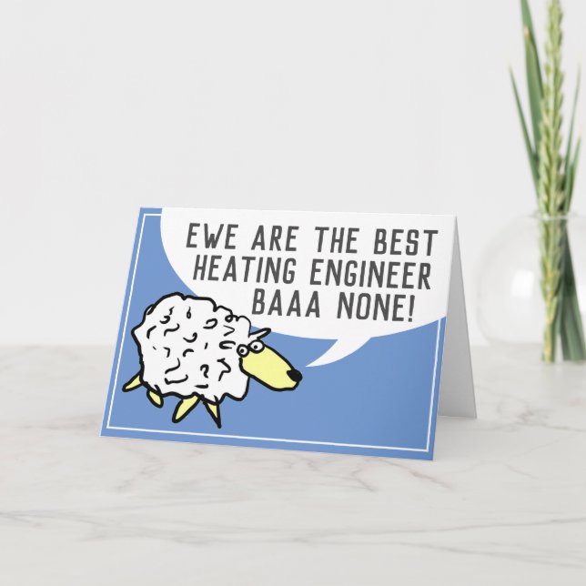 Best Heating Engineer Bar None - Sheep Pun Card (Front)