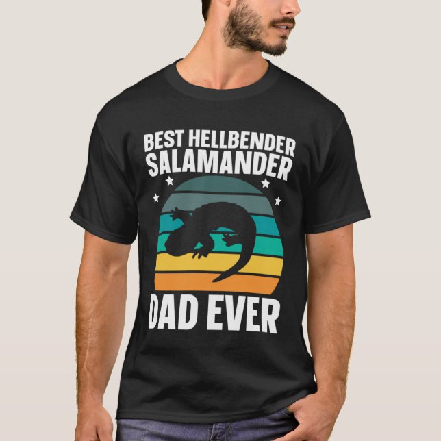 Best Hellbender Salamander Dad Biologist Retro T-Shirt (Front)
