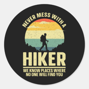Best Hiking Art For Men Women Outdoor Hike Gear Hi Classic Round Sticker