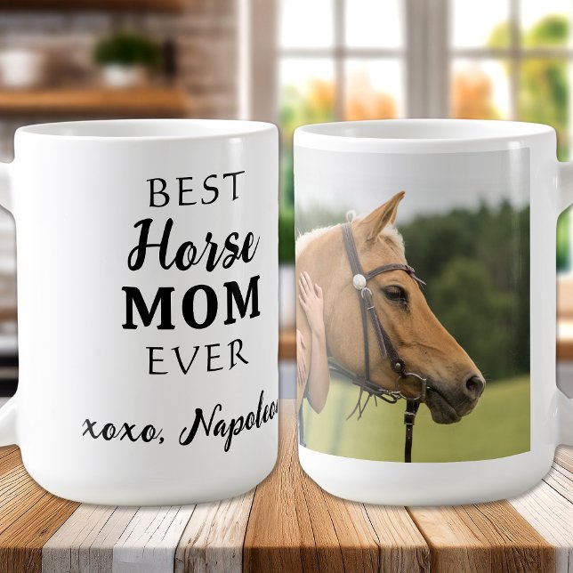 Best Horse Mum Cute Custom Equestrian Photo Coffee Mug (Creator Uploaded)