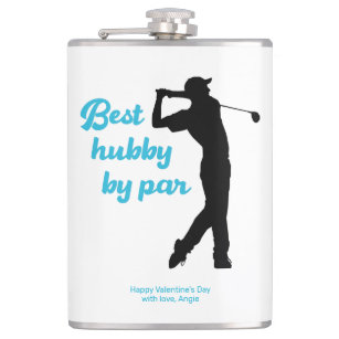 Best Hubby By Par Golfer Silhouette Golfing Hip Flask