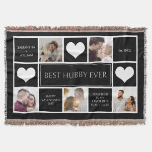 Best Hubby Ever Photo Collage Minimalist Throw Blanket