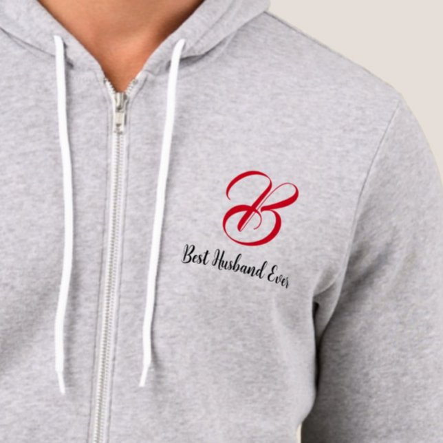 Best Husband Ever (Initial Letter) Monogrammed Hoodie ( Gift for the Best Husband)