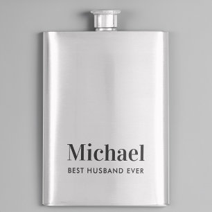 Best Husband Ever Monogram Hip Flask