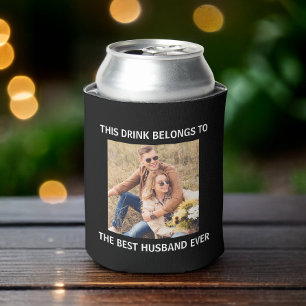 Best Husband Ever Personalised Photo Black Can Cooler
