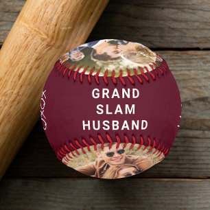 Best Husband Ever Personalised Photos Burgundy Baseball
