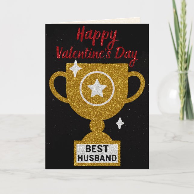 Best Husband Glitter Valentine Card (Front)