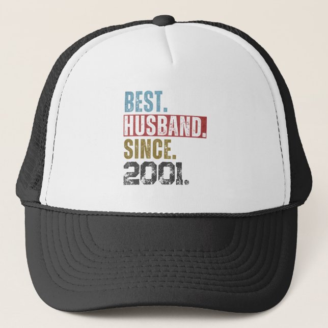 BEST HUSBAND SINCE 2001 PERSONALIZED  TRUCKER HAT (Front)