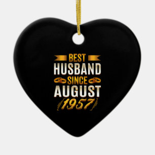 Best Husband Since August 1957 Cute Anniversary Ceramic Tree Decoration