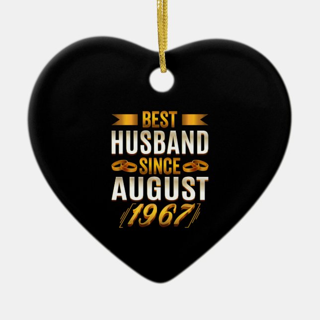 Best Husband Since August 1967 Funny Anniversary Ceramic Tree Decoration (Front)