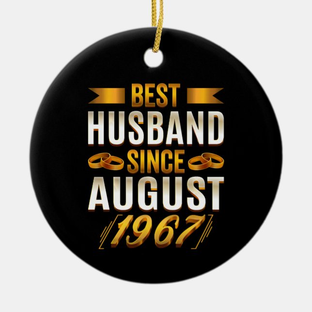 Best Husband Since August 1967 Funny Anniversary Ceramic Tree Decoration (Front)
