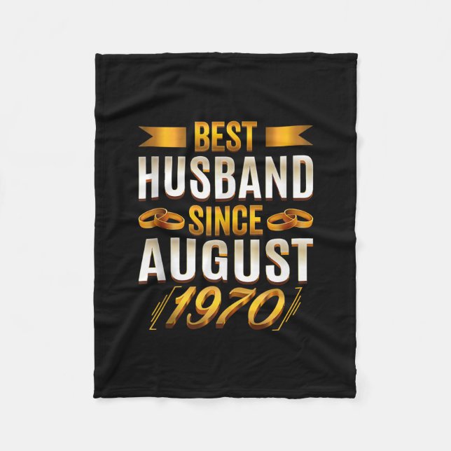 Best Husband Since August 1970 - Funny 50th Fleece Blanket (Front)