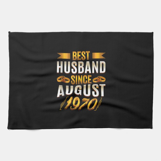 Best Husband Since August 1970 - Funny 50th Tea Towel (Horizontal)