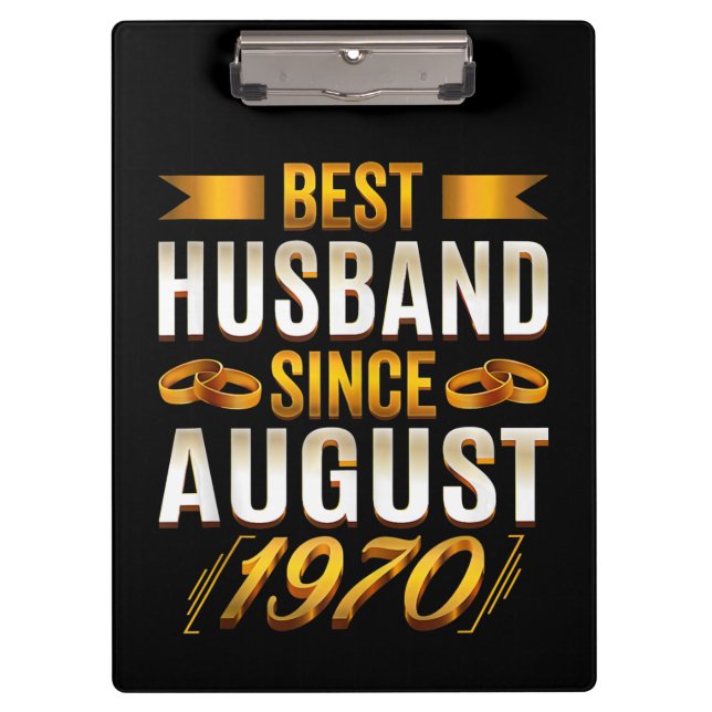 Best Husband Since August 1970 Funny Anniversary Clipboard (Front)