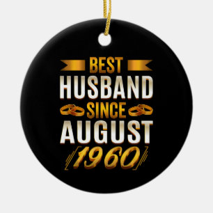 Best Husband Since August Funny 60th Anniversary Ceramic Tree Decoration