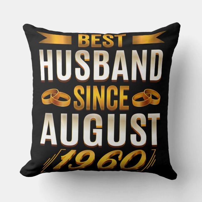 Best Husband Since August Funny 60th Anniversary Cushion (Front)