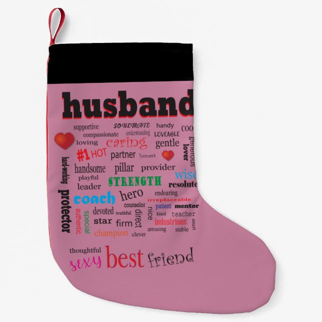 Best Husband Wonderful A1 Word Cloud Small Christmas Stocking (Front)