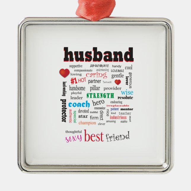 Best Husband Word Cloud Metal Tree Decoration (Front)