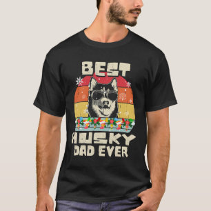 Best Husky Dad Ever Retro Christmas T-Shirt