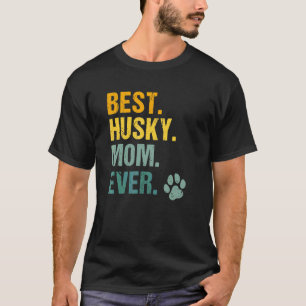 Best Husky Mum Ever Retro Paw Puppy Husky  Mother' T-Shirt