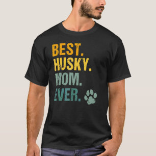 Best Husky Mum Ever Retro Paw Puppy Husky  Mother' T-Shirt