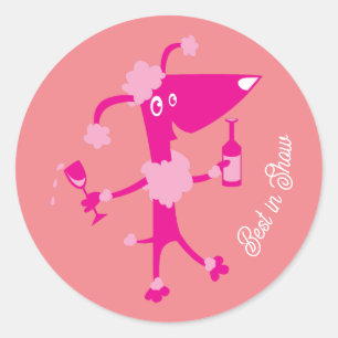Best in Show Drinking Poodle Dog Classic Round Sticker