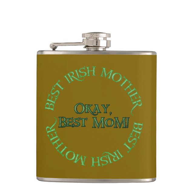 Best Irish Mother brown wrapped flask (Front)