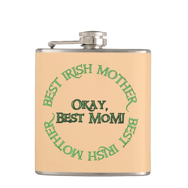 Best Irish Mother tan wrapped flask (Front)