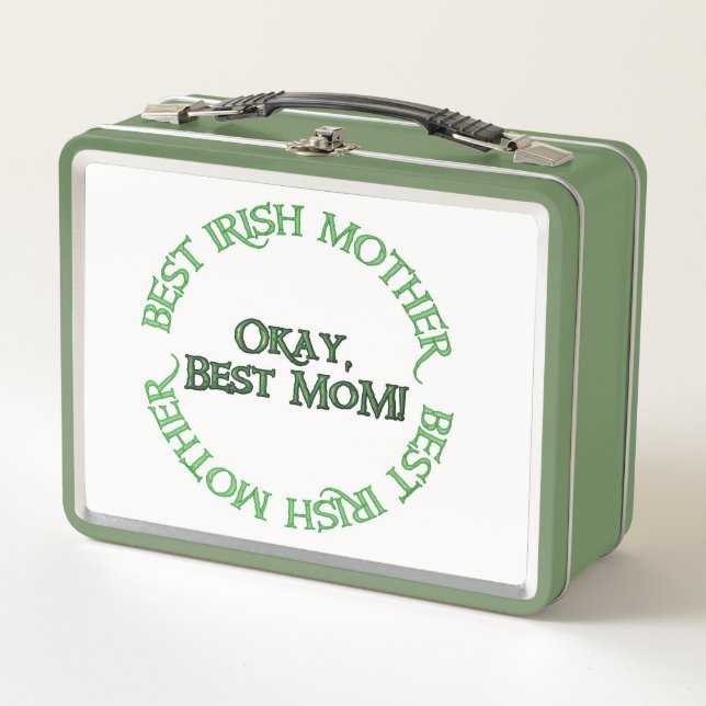 Best Irish Mother white and green lunchbox (Front)